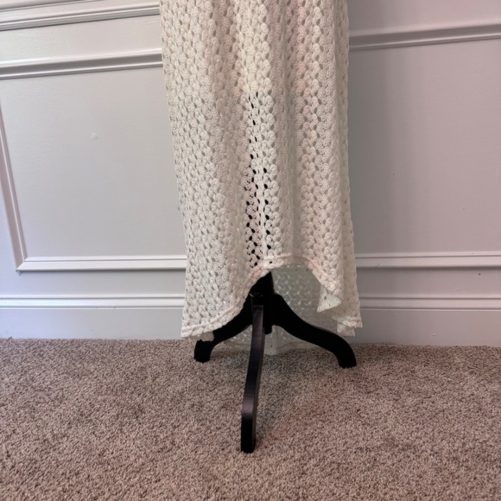 Y2K‎ Cream Crochet Cottagecore Maxi Earthy Boho Sleeveless Scoop Neck L - Picture 3 of 13
